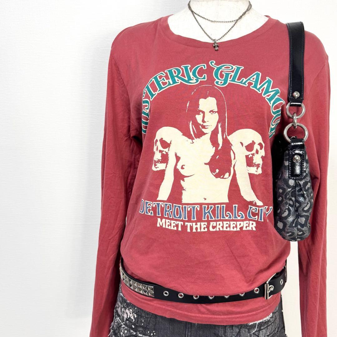 y2k❤️ 00s HYSTERIC GLAMOUR スカル ガール ロゴ ロンT