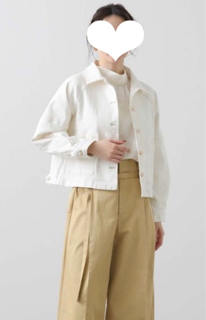 margaux 25SS 金ボタン 衿付ストレッチデニムジャケット 白