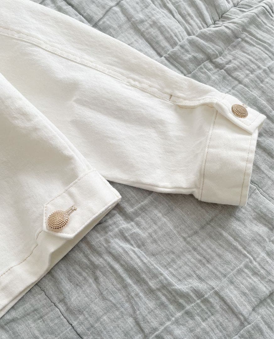 margaux 25SS 金ボタン 衿付ストレッチデニムジャケット 白