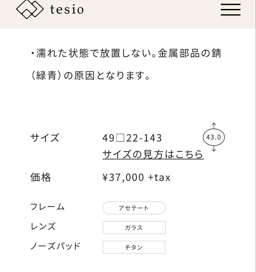 tesio YAMA ブラック サングラス　度なし純正ガラスレンズ