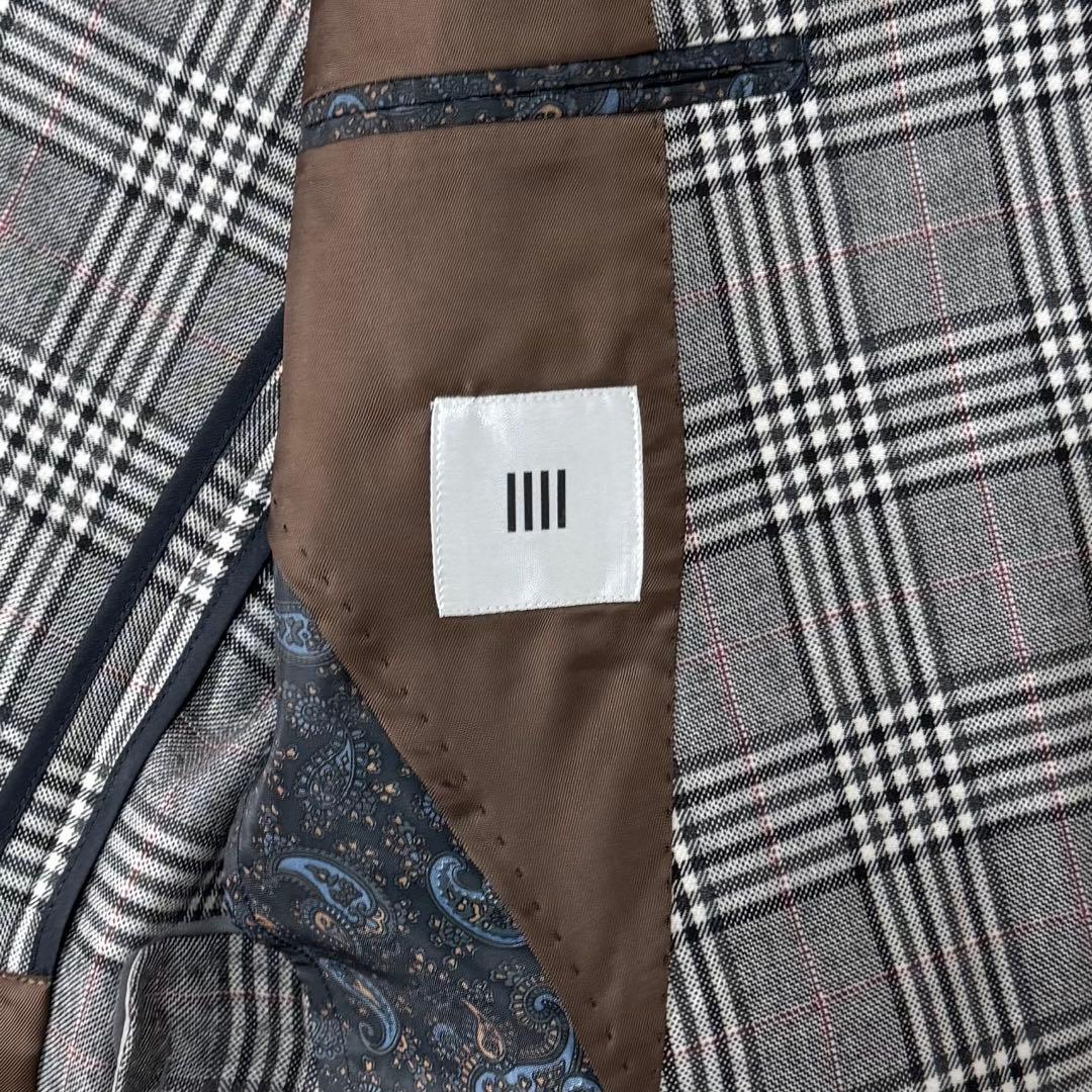 美品 スーツセレクト スリーピース セットアップ グレンチェック グレー A5