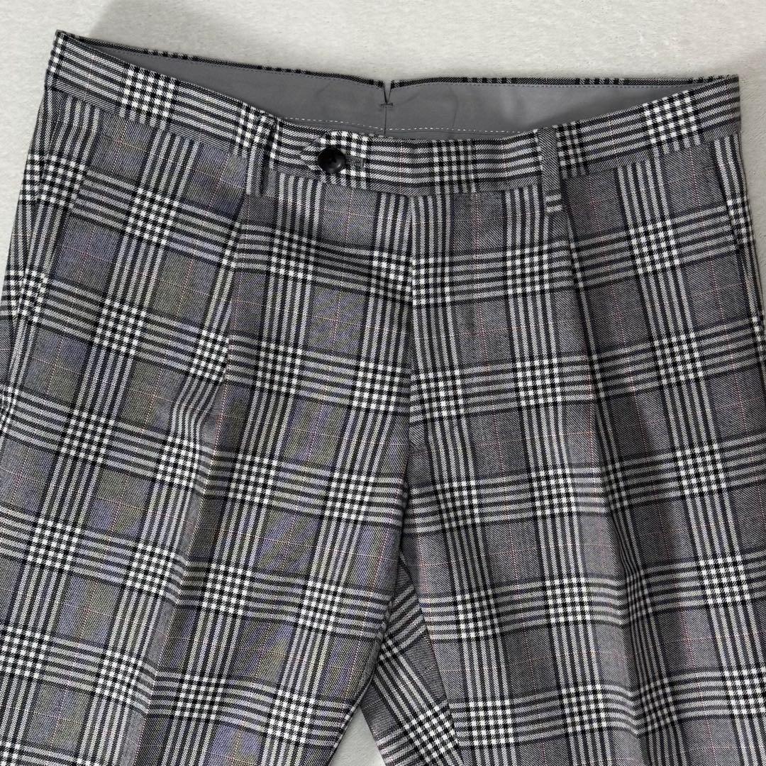 美品 スーツセレクト スリーピース セットアップ グレンチェック グレー A5