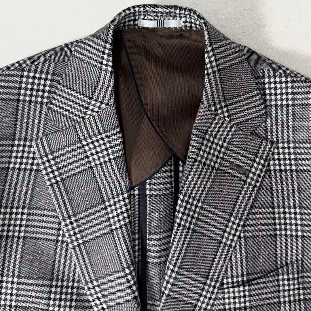 美品 スーツセレクト スリーピース セットアップ グレンチェック グレー A5