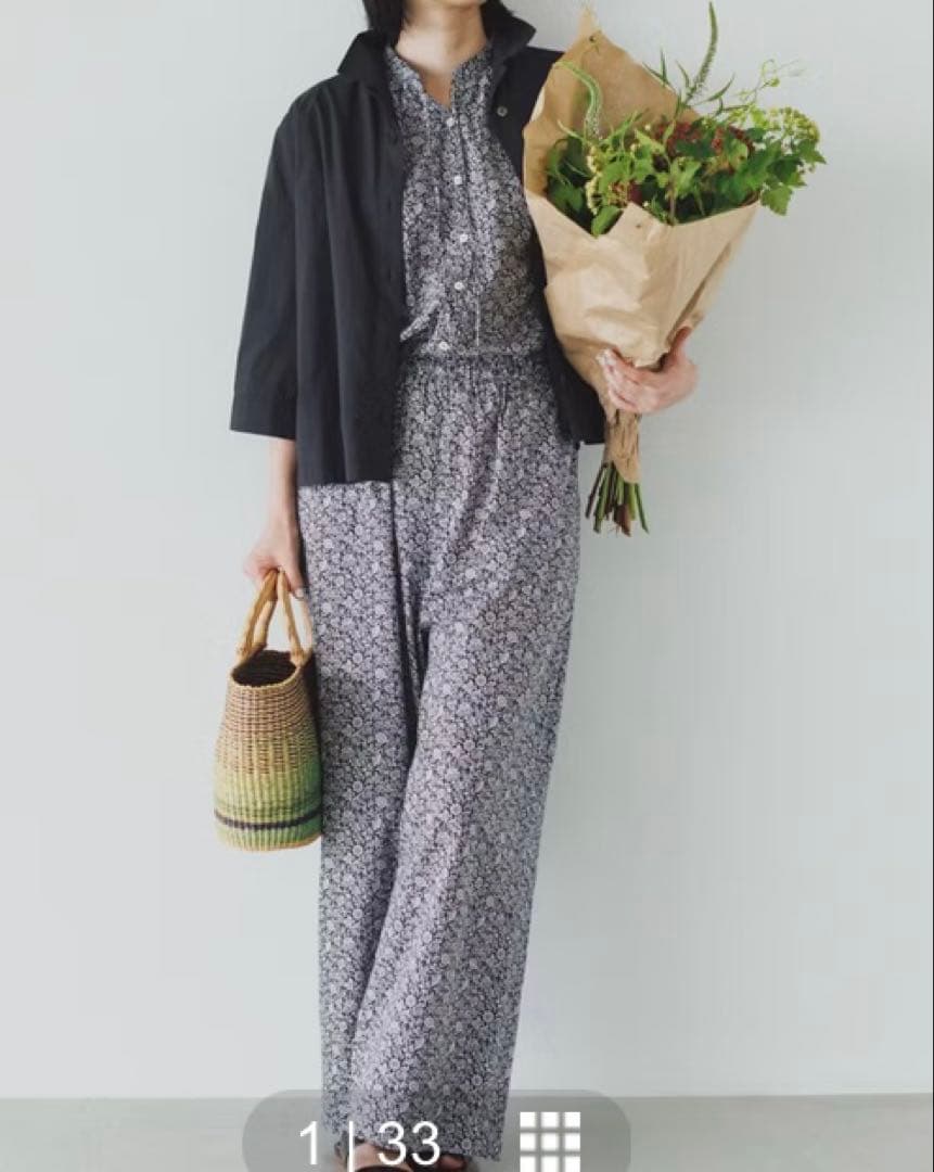 北欧暮らしの道具店　リバティ　オールインワン　　　　ブラック　S