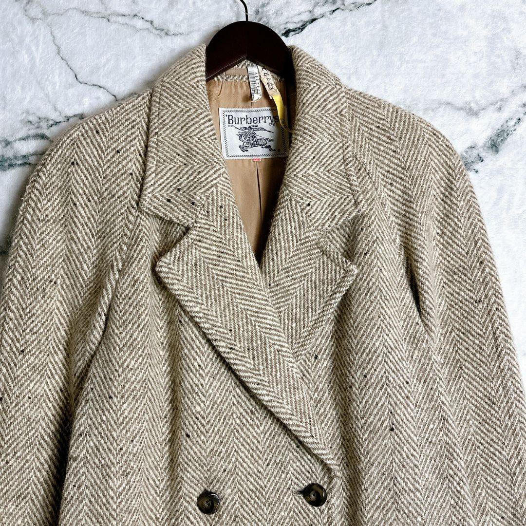 80s Burberrys’ ヘリンボーン ダブルブレスト コート ベージュ
