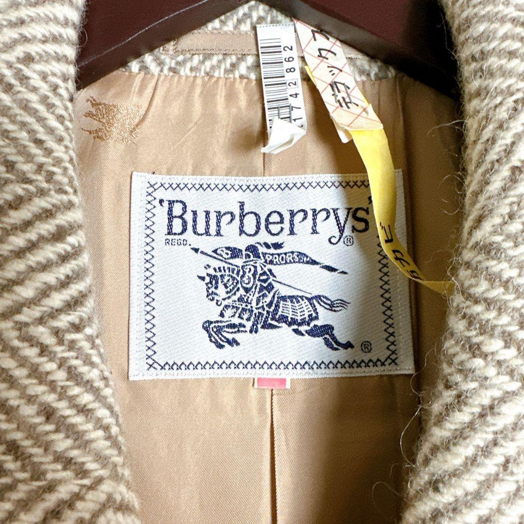 80s Burberrys’ ヘリンボーン ダブルブレスト コート ベージュ