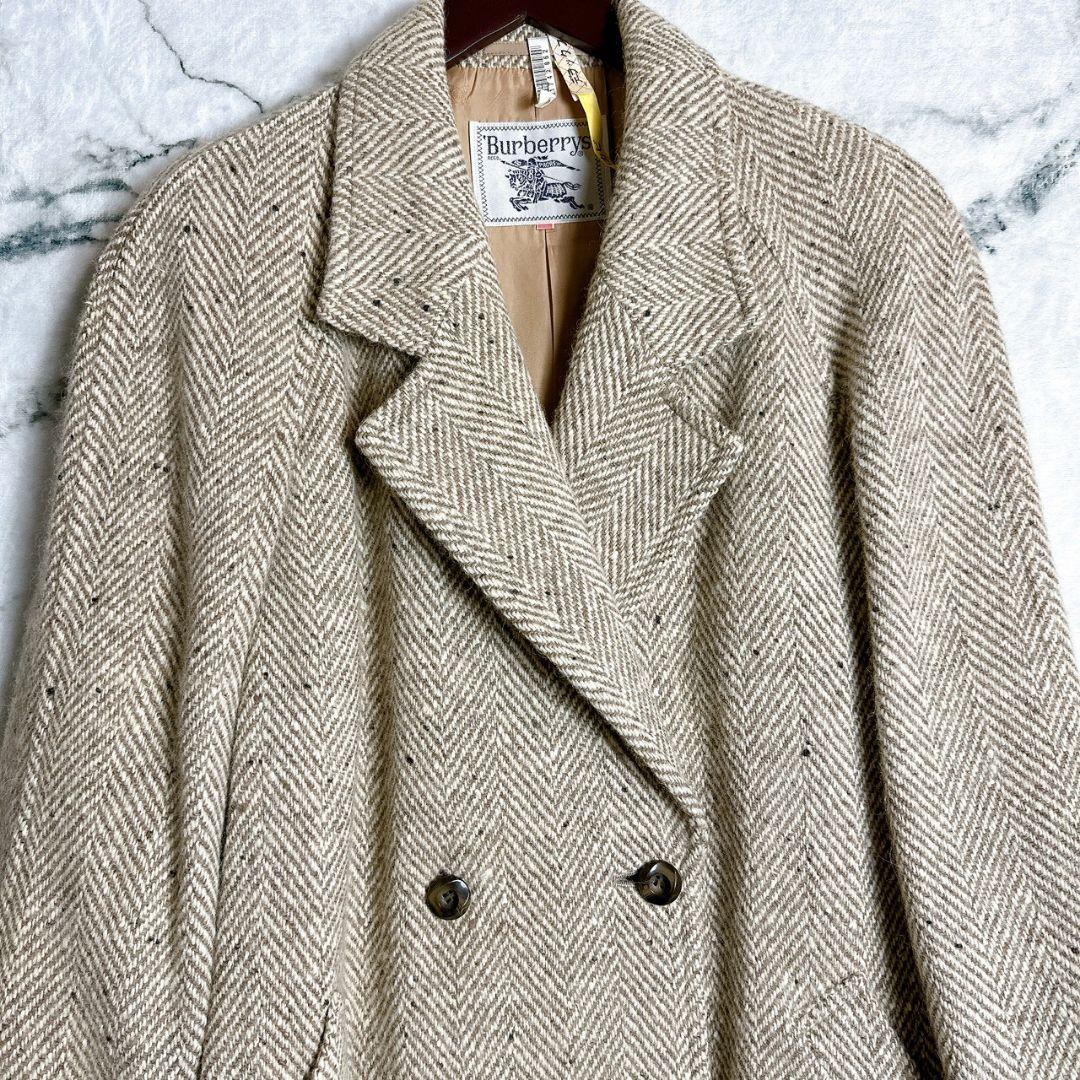 80s Burberrys’ ヘリンボーン ダブルブレスト コート ベージュ