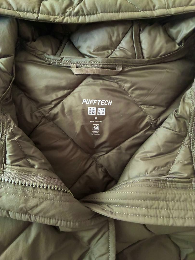 【XL】ユニクロ パフテックロングコートリラックスフィット オリーブ