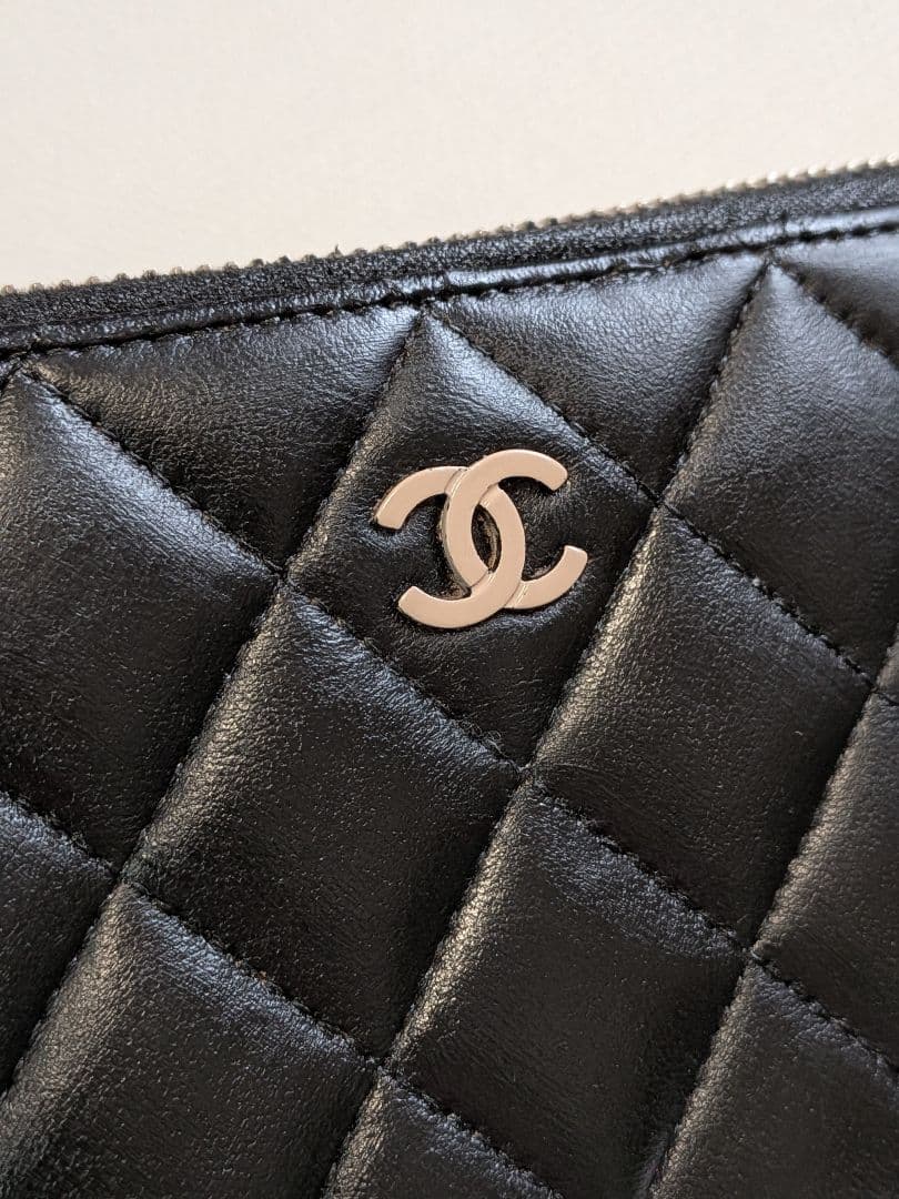 シャネル　マトラッセ　ラウンドファスナー長財布　ラムスキン　黒　メンテナンス済