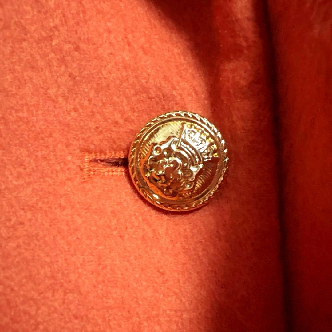 【高級】カシミヤ100% ダブルブレスト チェスターコート LL オレンジ