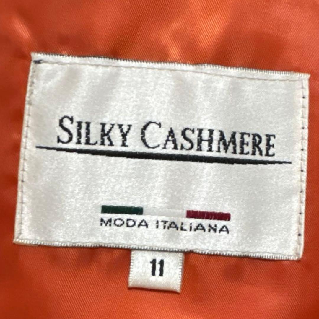 【高級】カシミヤ100% ダブルブレスト チェスターコート LL オレンジ