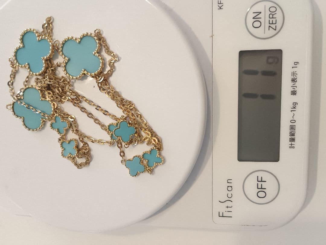 K14ターコイズブルー クローバーネックレス