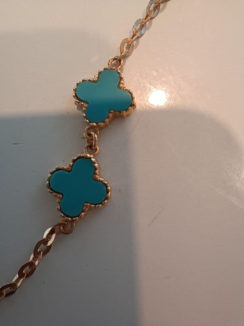 K14ターコイズブルー クローバーネックレス