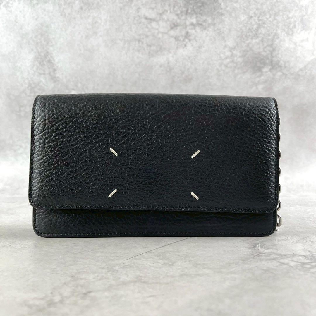【未使用級】メゾンマルジェラ チェーンショルダーウォレット 4ステッチ フラップ