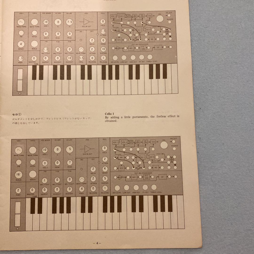 コルグMS-20 マニュアルとセッティングチャート