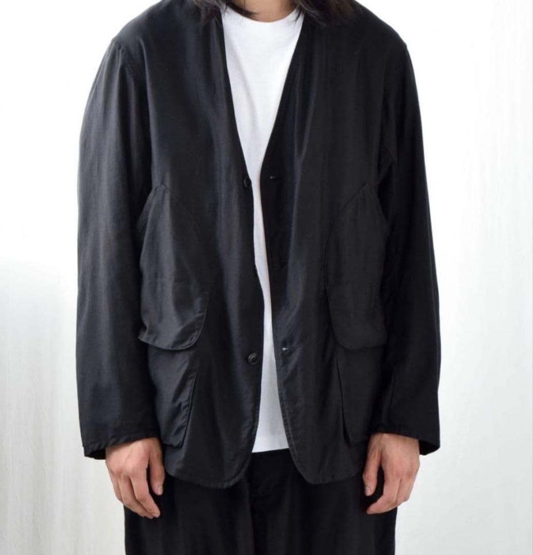 comoli コットンサテン ハンティングジャケット コモリ ブラック