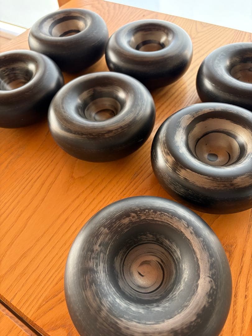 ７点セット　黒とグレーの丸型皿 約15cm