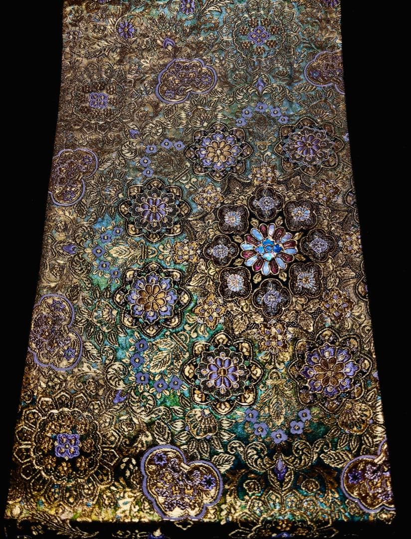 【美品】螺鈿 宝相華 金色 六通