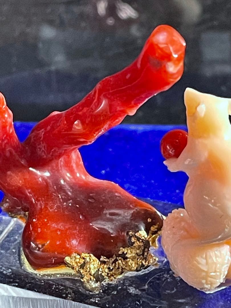 天然赤珊瑚 鼠のミニ置物　 ＷＺー14