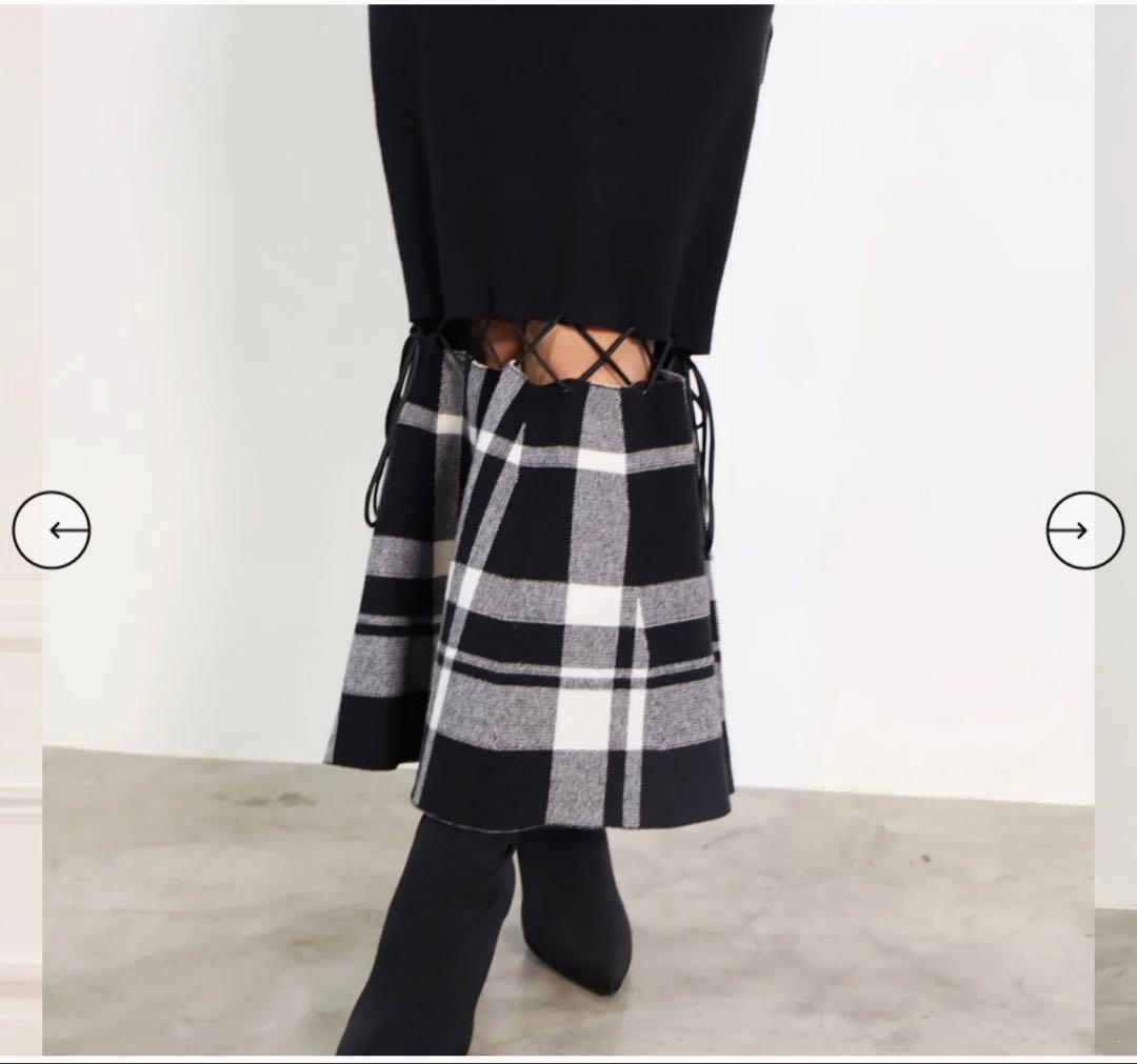 randy/String core plaid dress/ロングワンピース