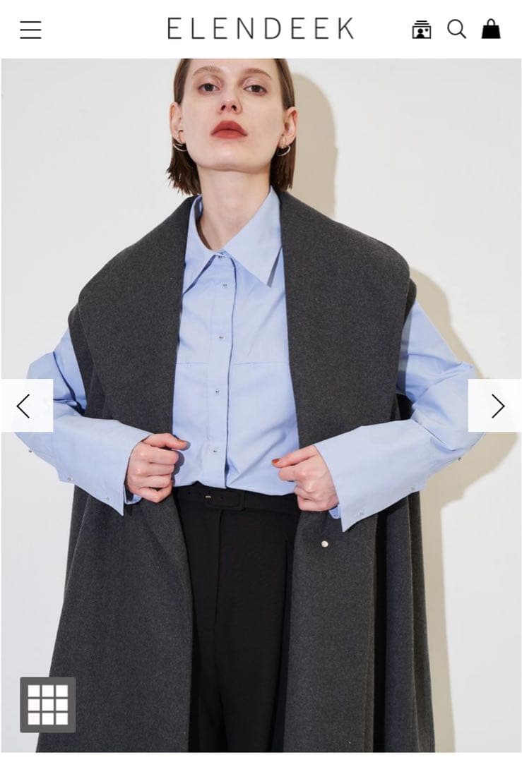 ELENDEEK オーバーサイズスリーブレスコート グレー(ウール混合)