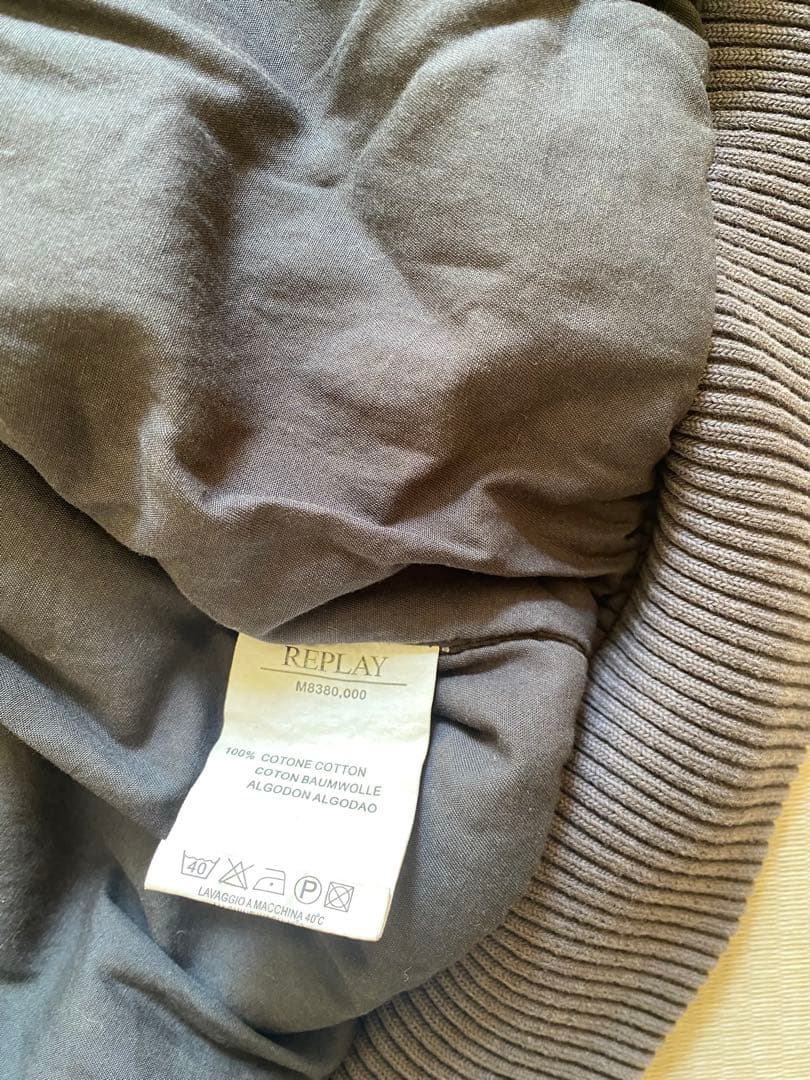 REPLAY グレー、 ダークブルー MA-1ジャケット ファー襟付き