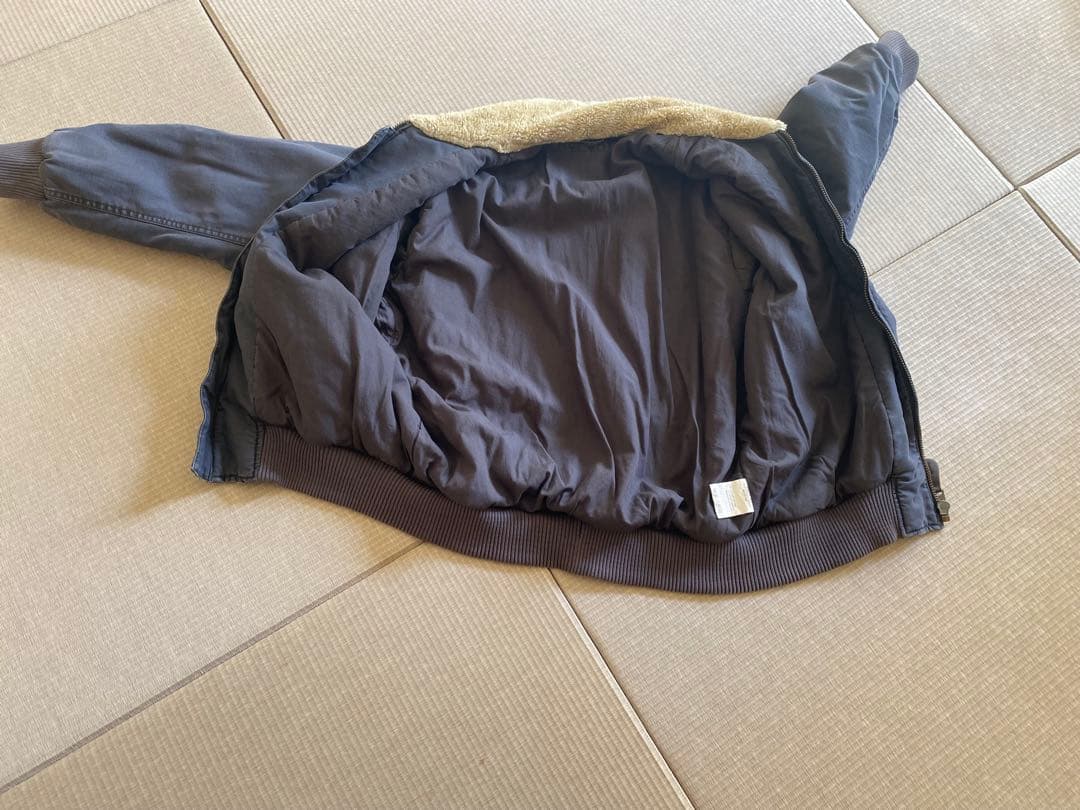 REPLAY グレー、 ダークブルー MA-1ジャケット ファー襟付き