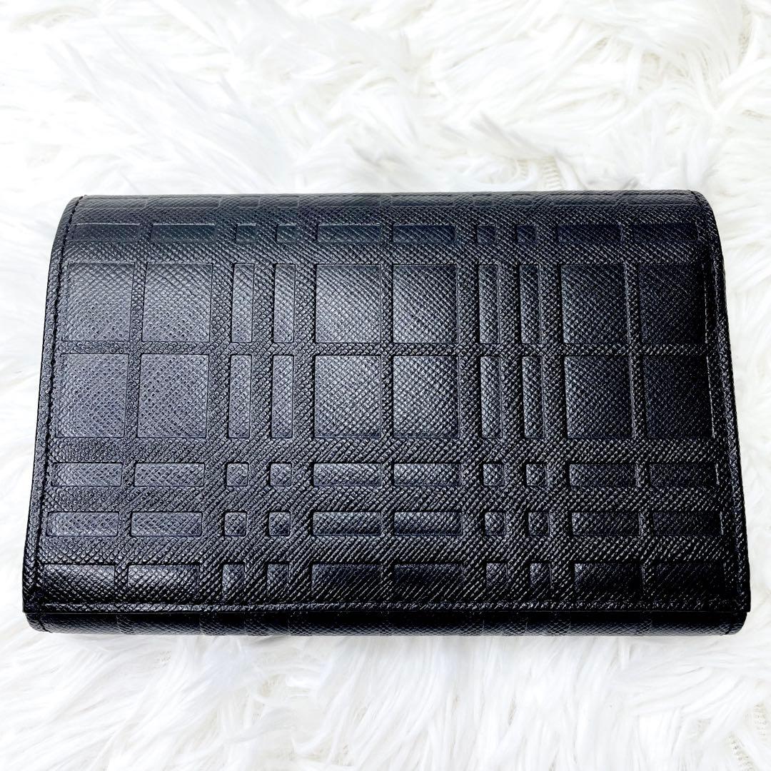 極美品✨ BURBERRY バーバリー チェック柄 型押し 二つ折り 財布