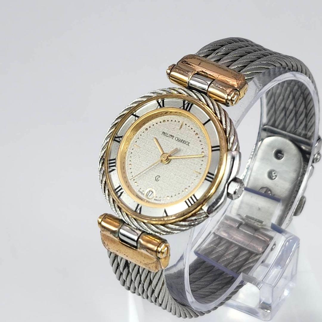 シャリオール ケルティック　ゴールド　ホワイト文字盤　腕時計　ローマン　ワイヤー