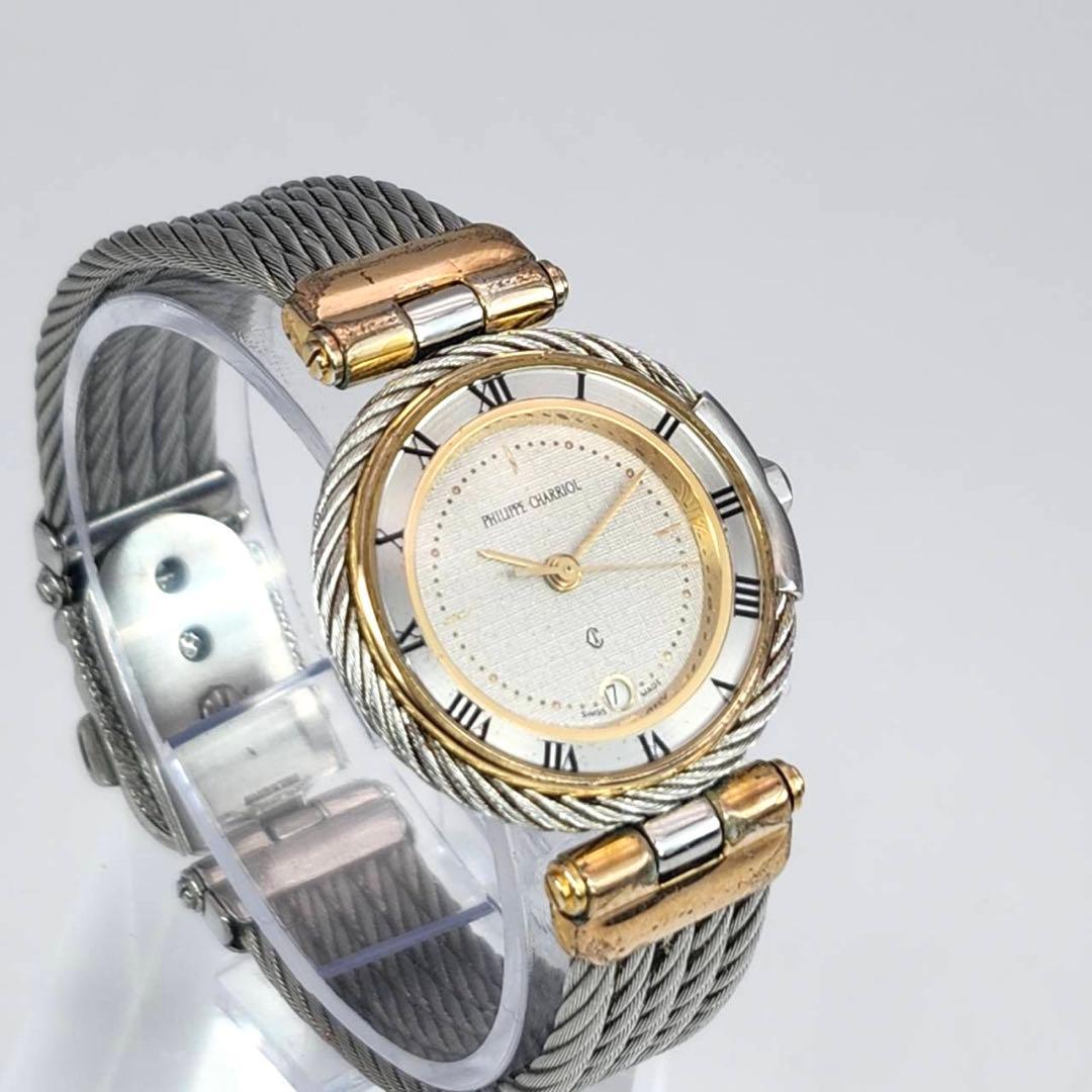 シャリオール ケルティック　ゴールド　ホワイト文字盤　腕時計　ローマン　ワイヤー