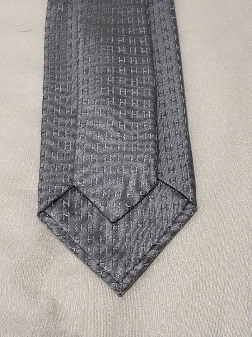 エルメス　ネクタイ グレー ダークグレー
