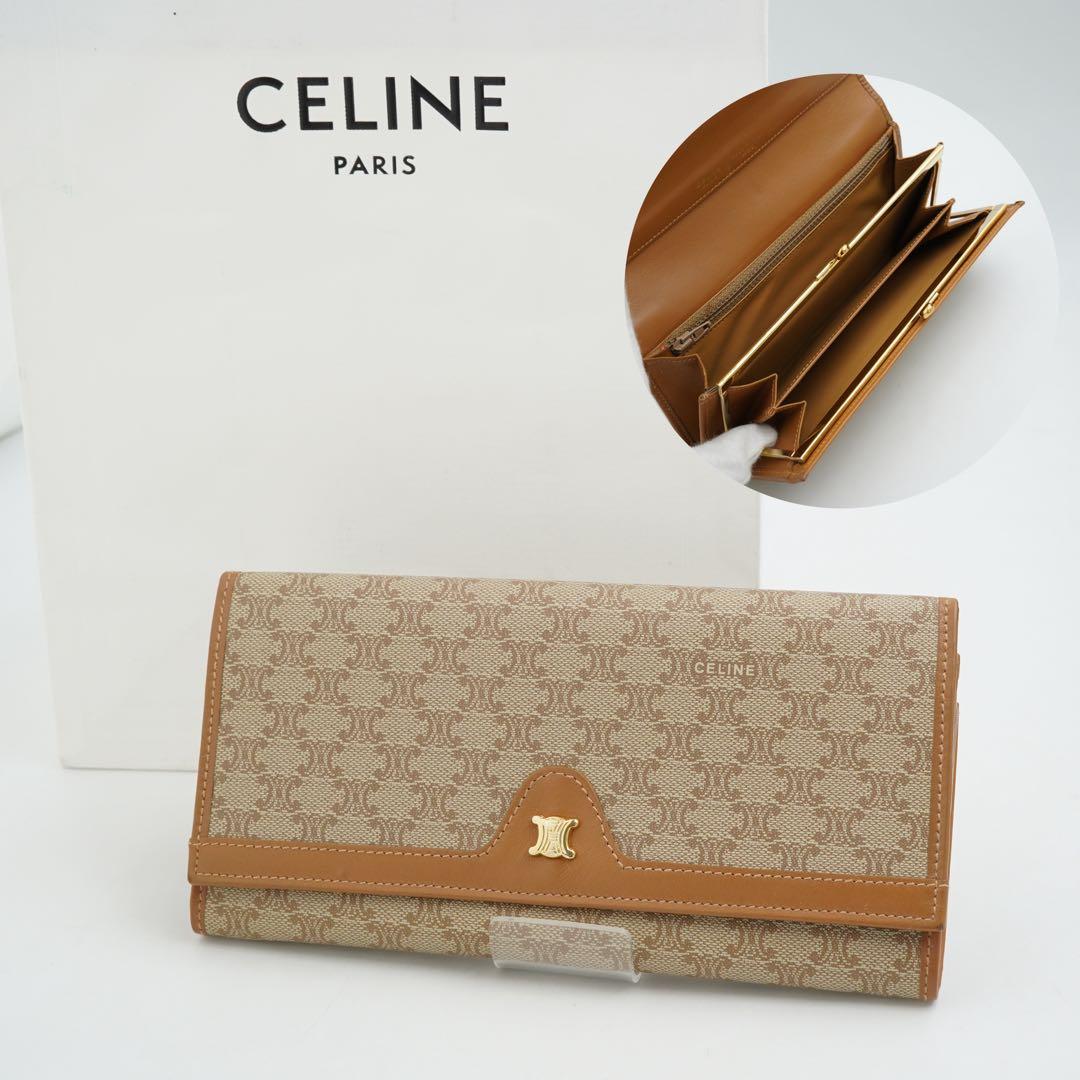 ✨極上美品✨　セリーヌ　長財布　マカダム　がま口　PVC レザー　ブラウン