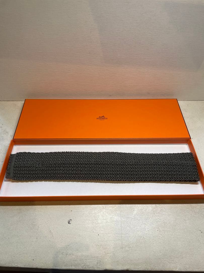 【新品未使用】HERMES グレー ニットボウタイ 成人式向け