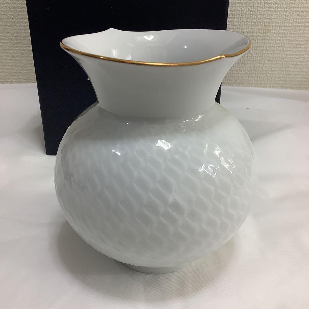 7789⑥MEISSEN バラ装飾 花瓶　波の戯れ