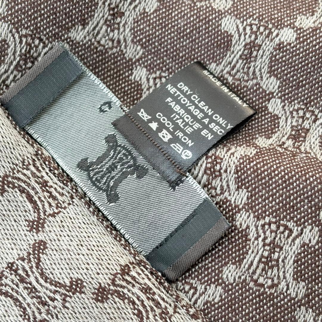 CELINEウールストール　マフラー　マカダム柄　ブラウン系