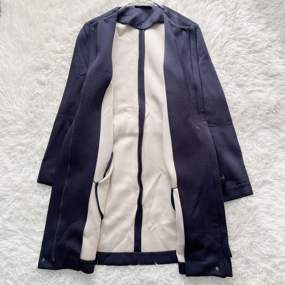 【美品】マックスマーラ ロングベルテッドコート ベルト付き バイカラー ネイビー