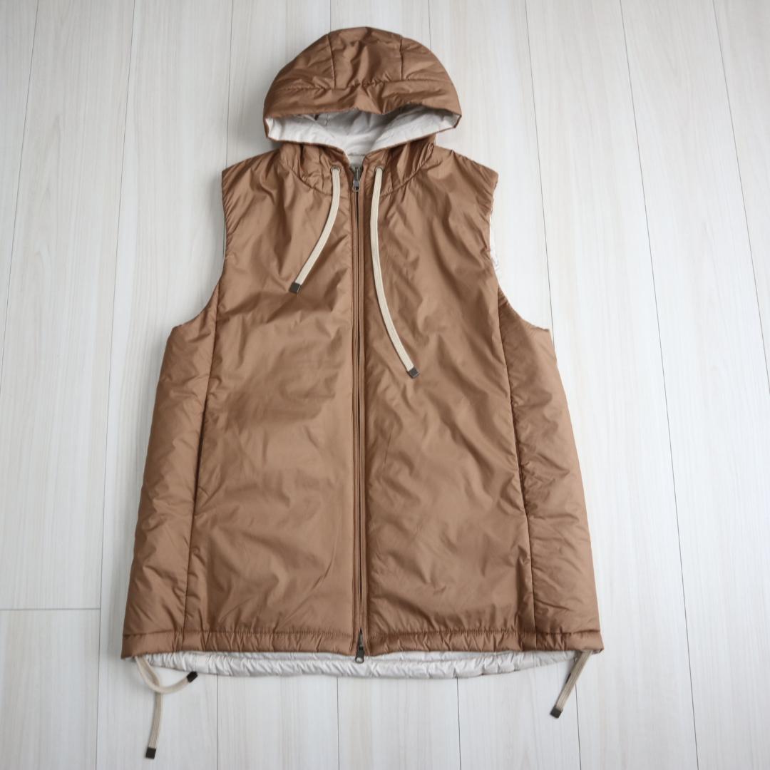 スウィンスウィング　キャメル＝らくだ毛100リバーシブル中綿ベスト　42(XL)