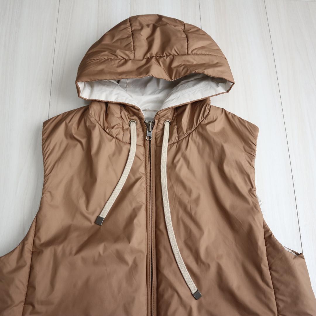 スウィンスウィング　キャメル＝らくだ毛100リバーシブル中綿ベスト　42(XL)