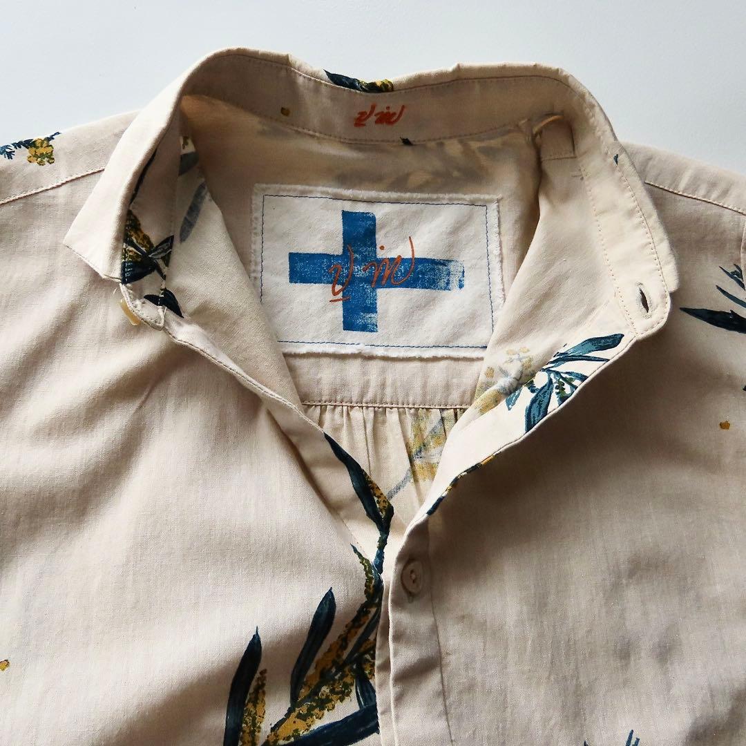 LOOK掲載 vm 手捺染リーフプリント バックギャザーシャツワンピース 0