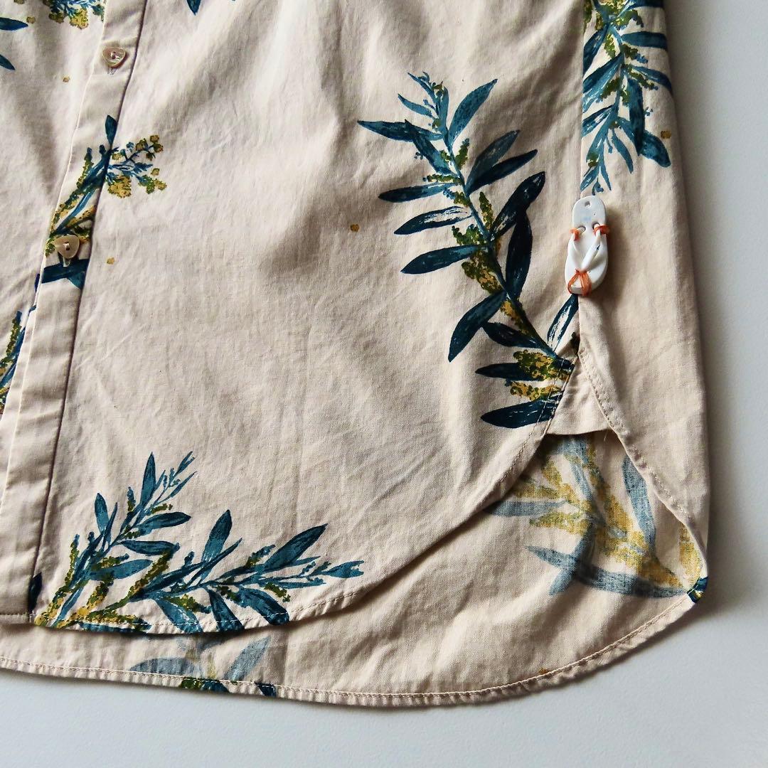 LOOK掲載 vm 手捺染リーフプリント バックギャザーシャツワンピース 0