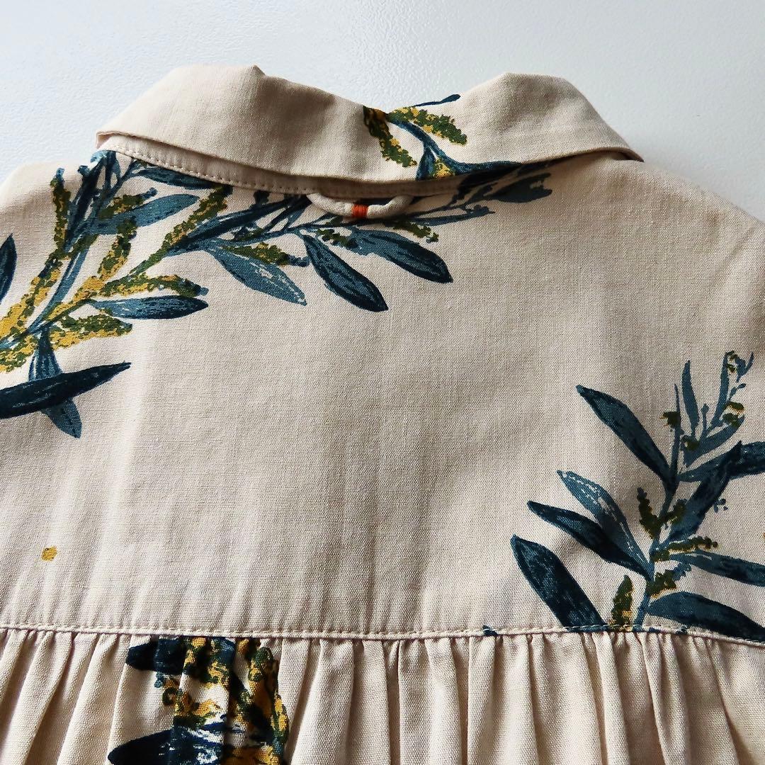 LOOK掲載 vm 手捺染リーフプリント バックギャザーシャツワンピース 0