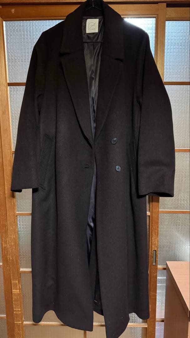 ★最終★在庫処分★crewre アジャスタブルウールロングコート ダークブラウン