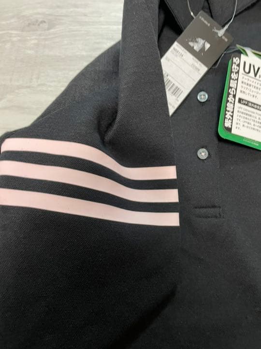 アディダス　黒　レディースMサイズ　長袖ポロシャツ　ストレッチ　新品　ゴルフ