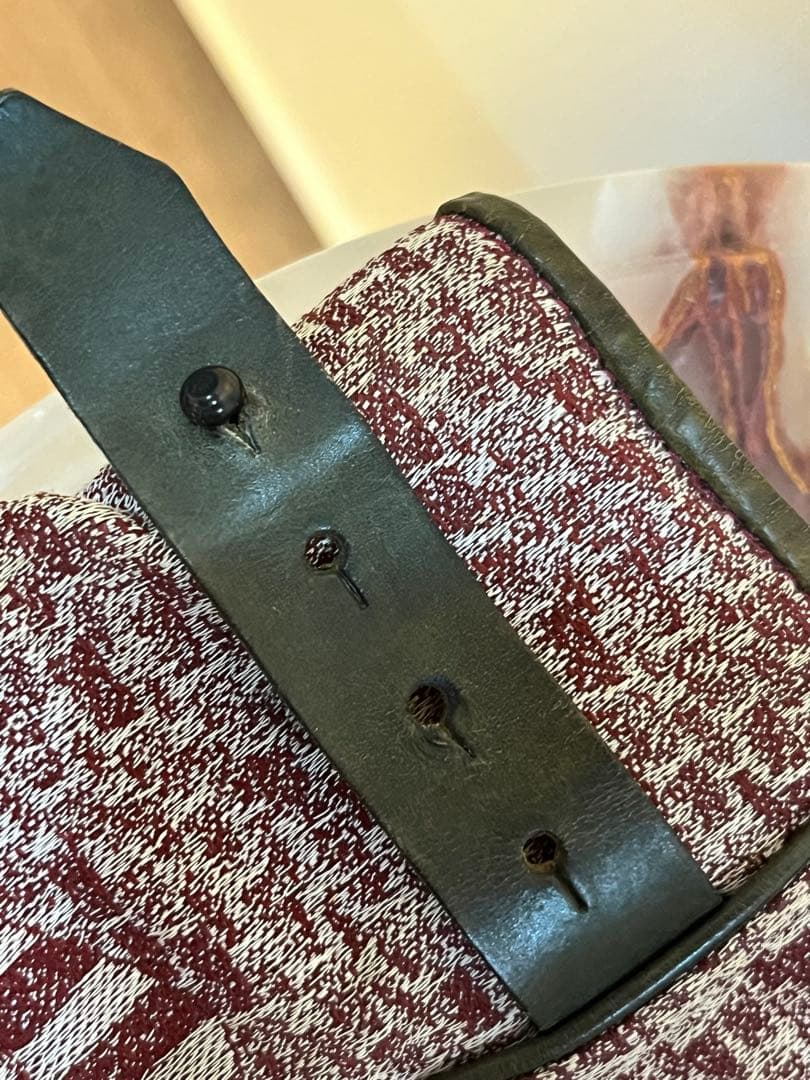 美品 PleatsPlease ジャガード織×レザートートバック イッセイミヤケ