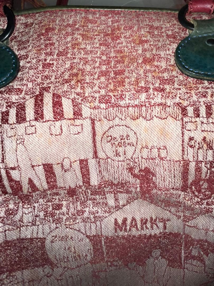 美品 PleatsPlease ジャガード織×レザートートバック イッセイミヤケ