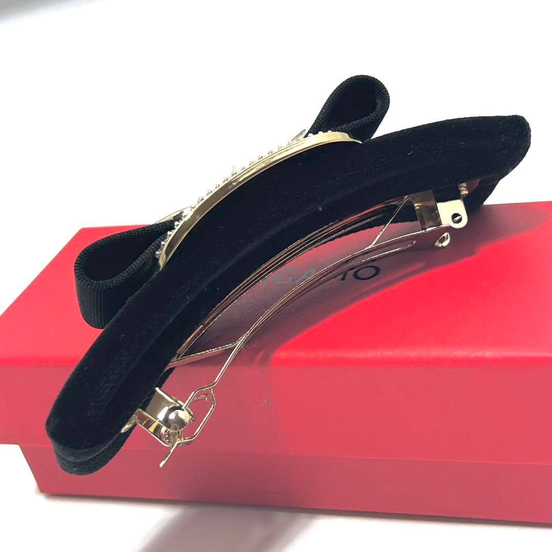 未使用 サルヴァトーレフェラガモ リボン バレッタ アクセサリー ラインストーン