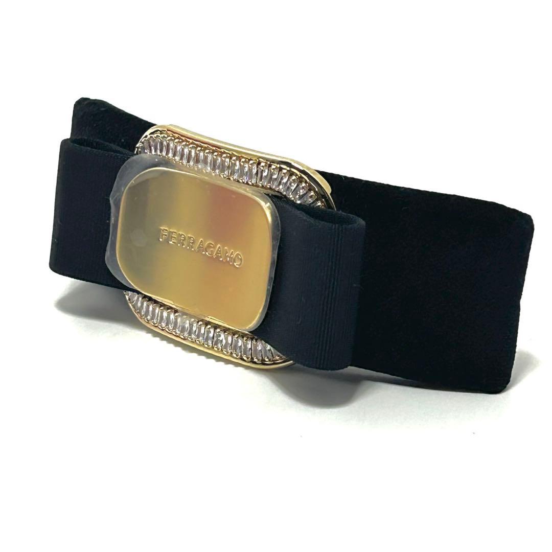 未使用 サルヴァトーレフェラガモ リボン バレッタ アクセサリー ラインストーン
