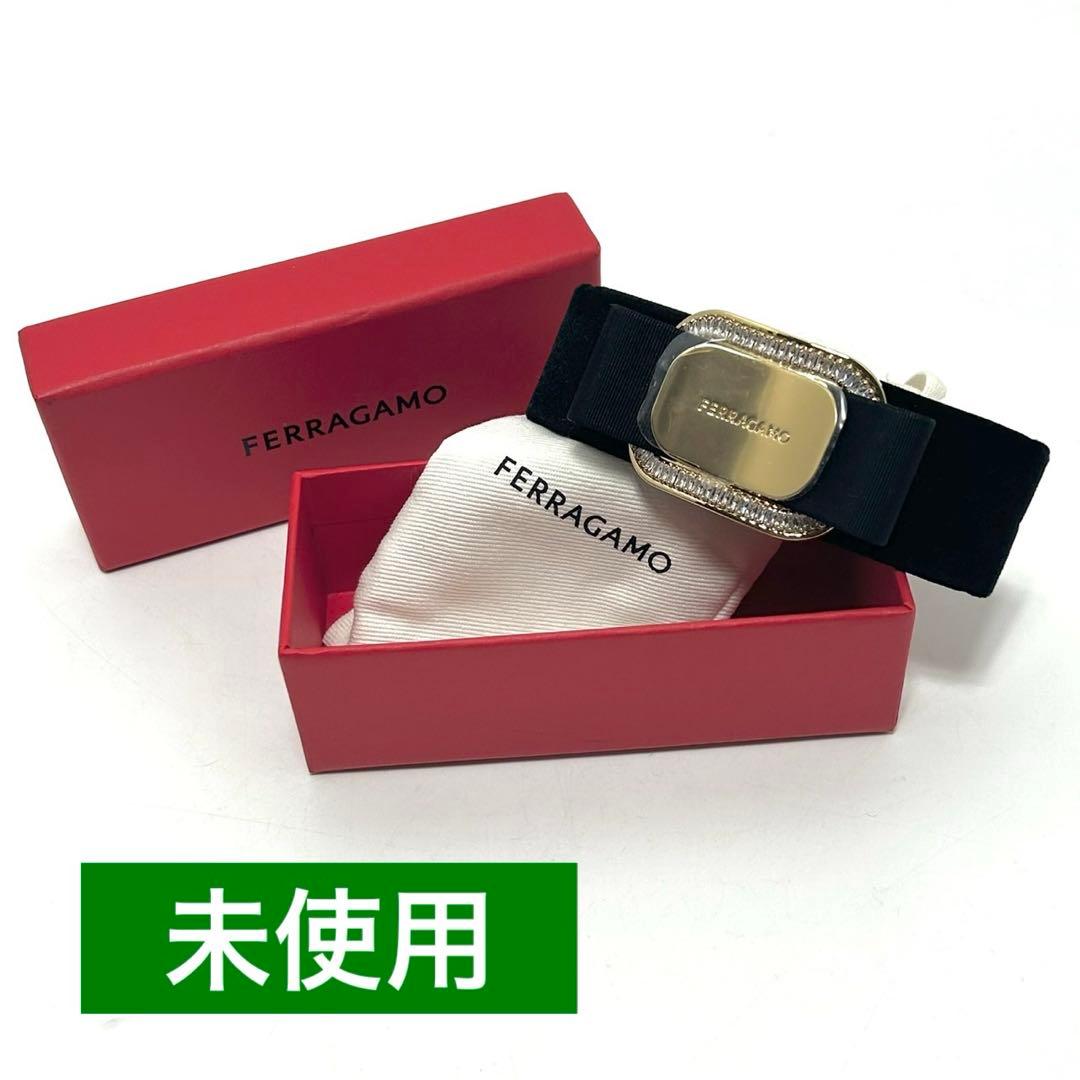 未使用 サルヴァトーレフェラガモ リボン バレッタ アクセサリー ラインストーン