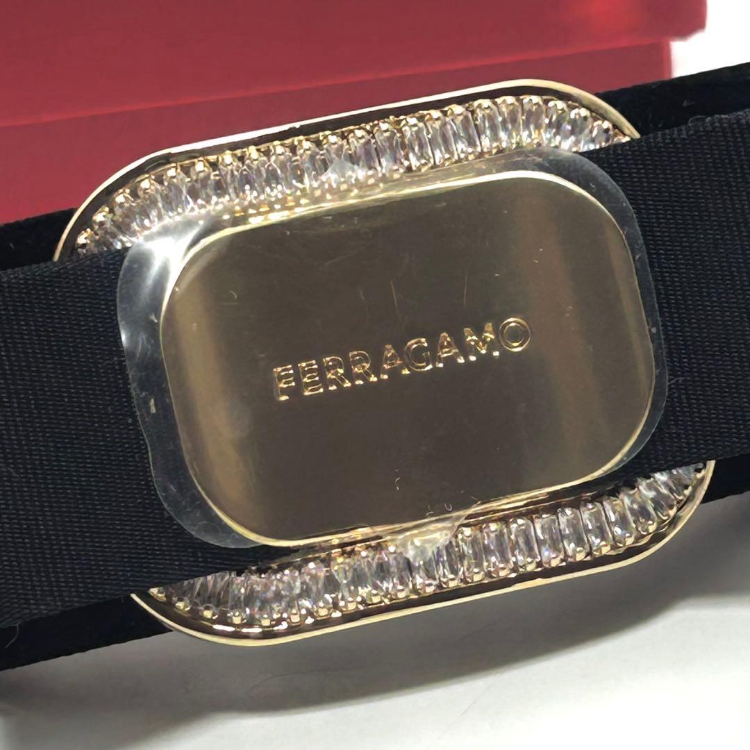 未使用 サルヴァトーレフェラガモ リボン バレッタ アクセサリー ラインストーン