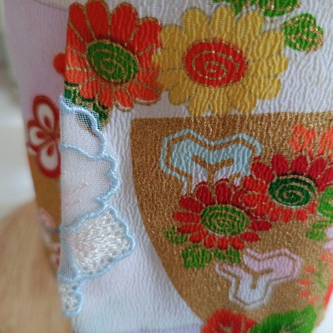 アンティーク白色系着物と作り帯